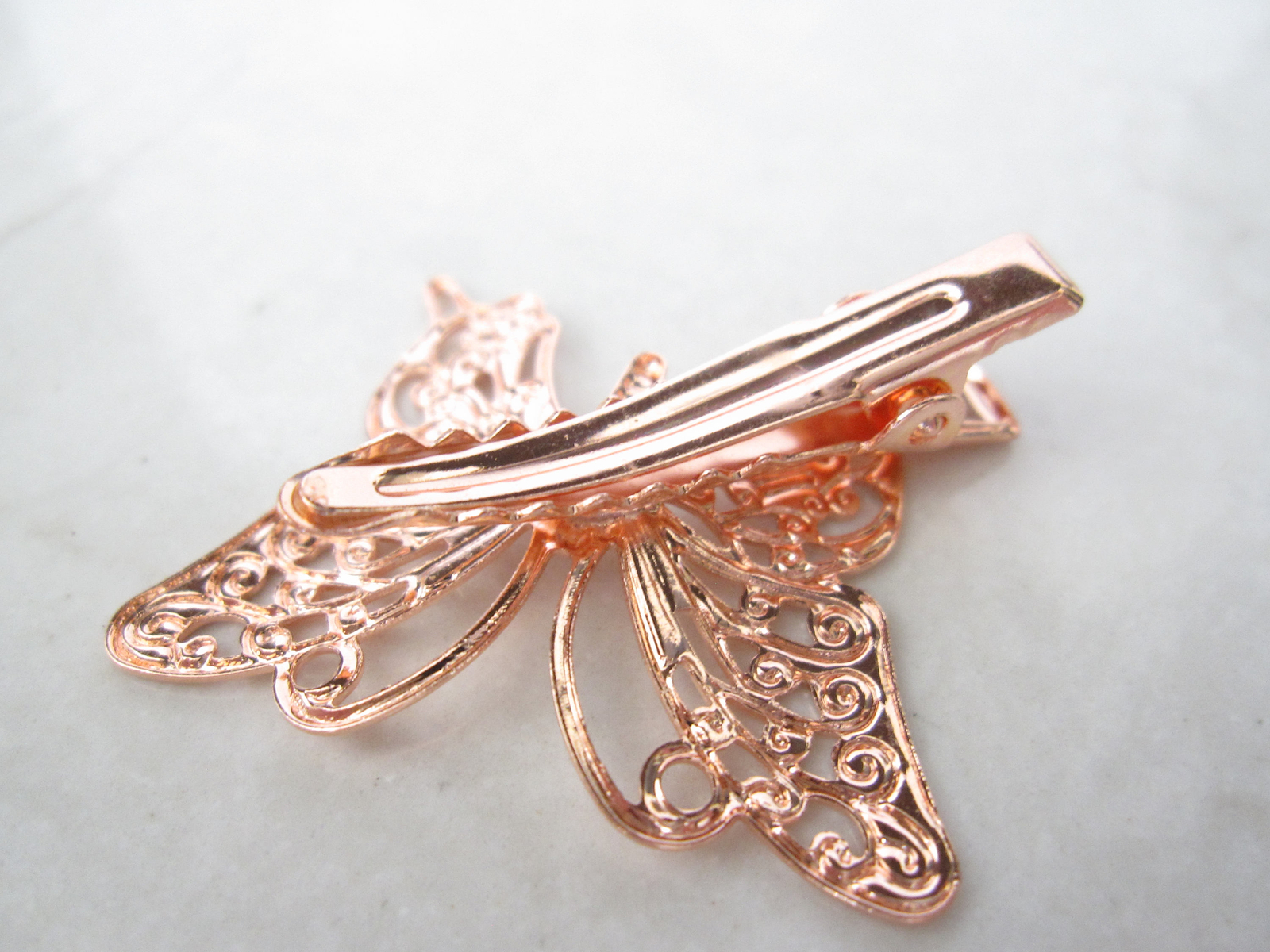 Antique style gold , silver or rose gold butterfly alligator hair clip (set of