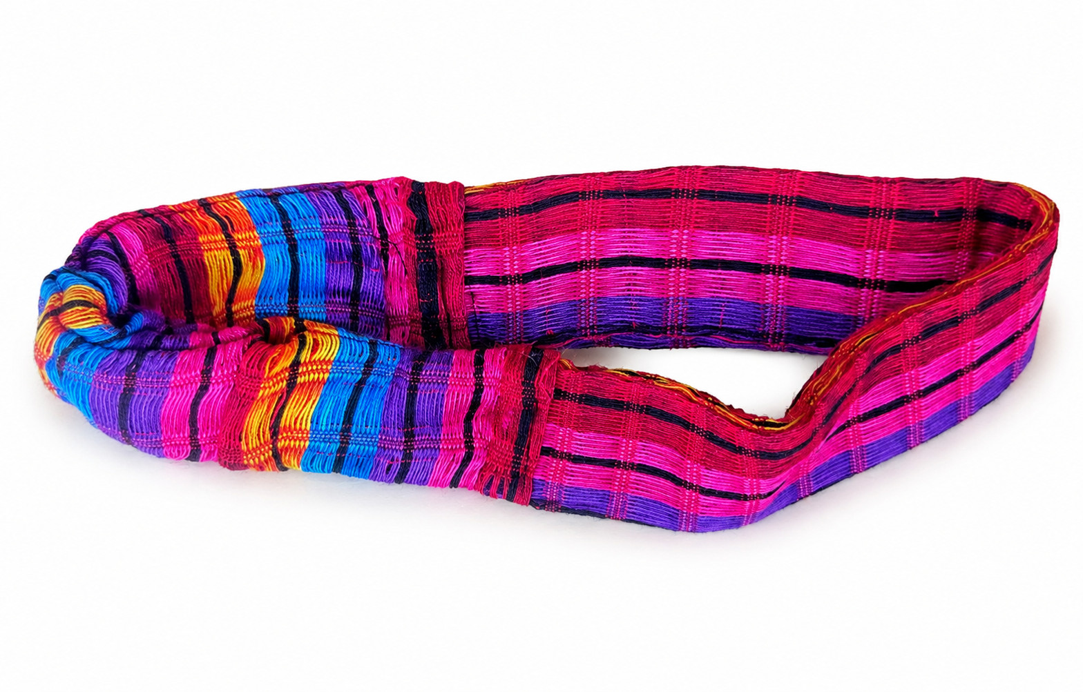 Handmade Guatemalan Multicolor Woven Elastic Head Band 100% Cotton Artisan #UU