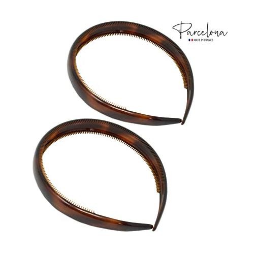 Parcelona French Bold 1/2″ Wide Shell Cellulose Set of 2 Headbands for Women