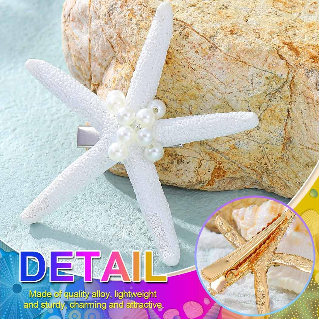Starfish Hair Clip Pearl Mermaid Hair Clips Seashell Hair Accessories