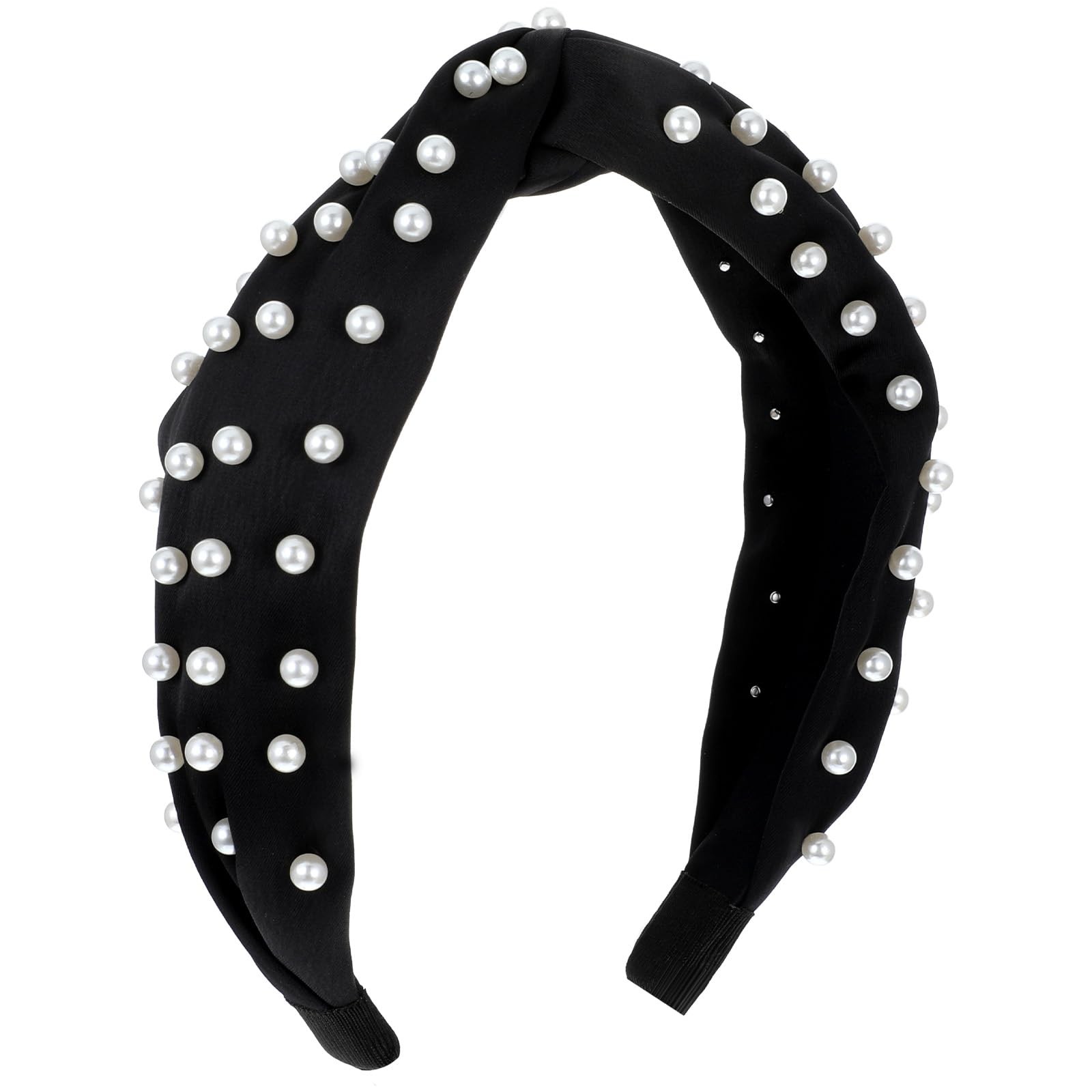 Pearl Knotted Hairbands for Women, Non-Slip Beaded Headband Jeweled Embellish…