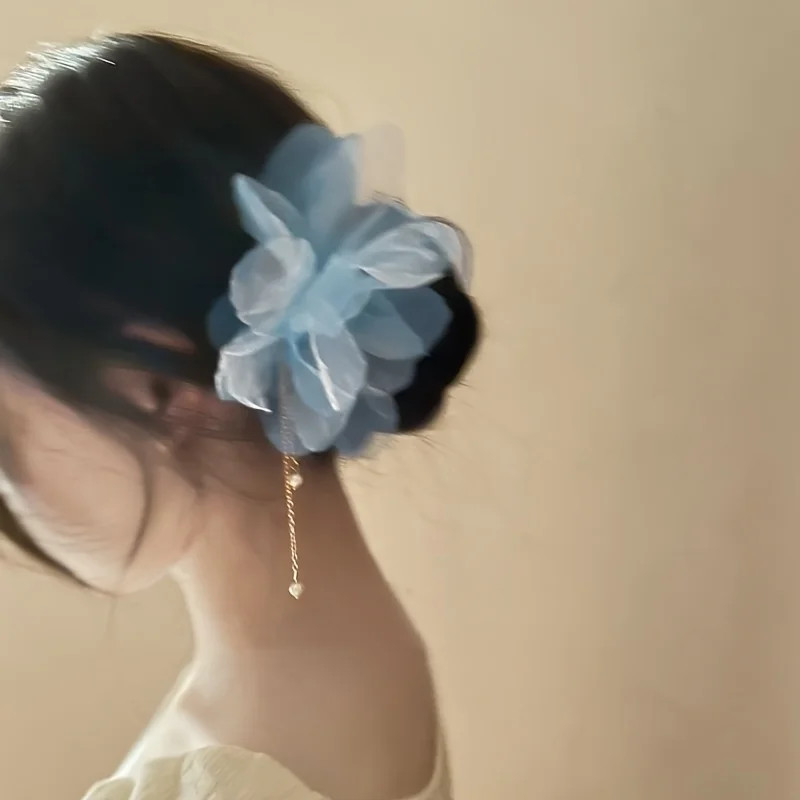 Chinese Floral Hairpin with Tassels Modern Hanfu Style Hair Stick Stylish Brida