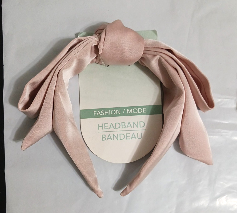 Hair Bands lot of 6. Pink bow, padded. pearl beads on goldtone band. All 6 New