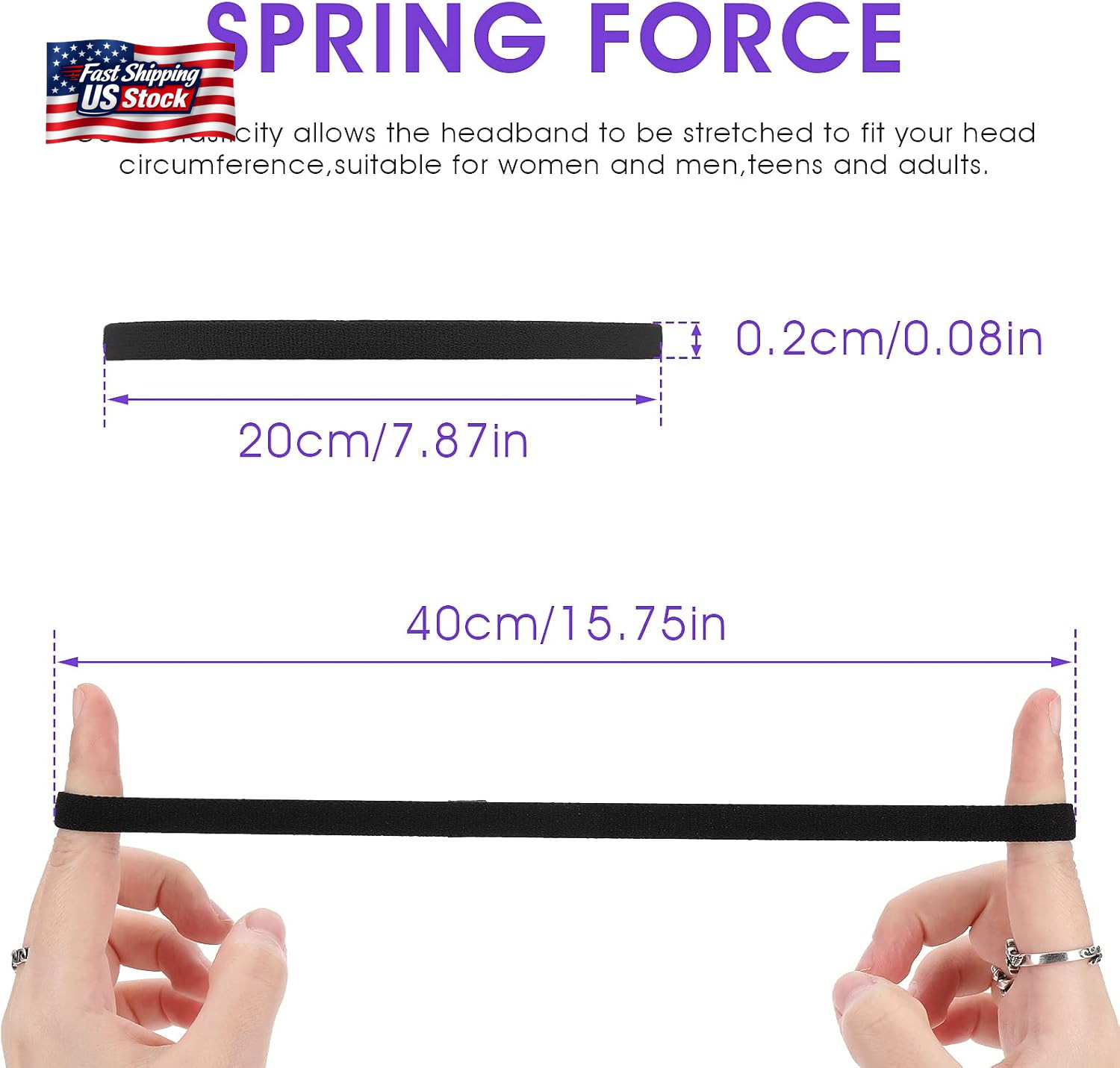 Sibba 4 Pieces Athletic Sports Headband Elastic Thin Hair Bands Non Slip Silicon