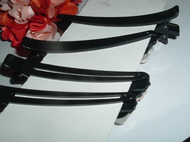 4 BLACK N WHITE PEARL AND RHINESTONE TWIST BRAIDED HAIR CLIPS NWT
