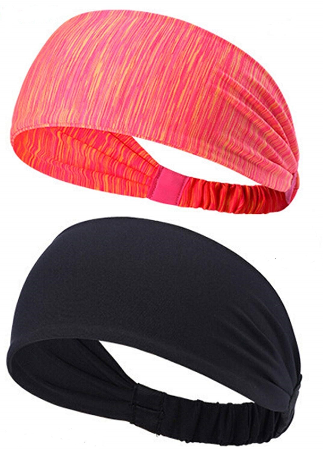2 Pack Sweatband Headband Set Unisex Stretch Sports Bands Yoga Gym Running