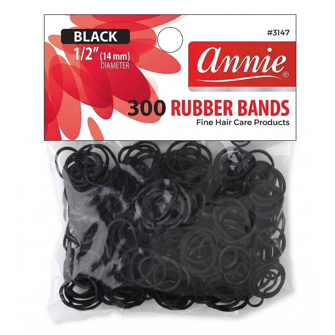 Bands 14mm, 300 Count Black Elastic Hair Ties for Braids, Ponytails & Styling…