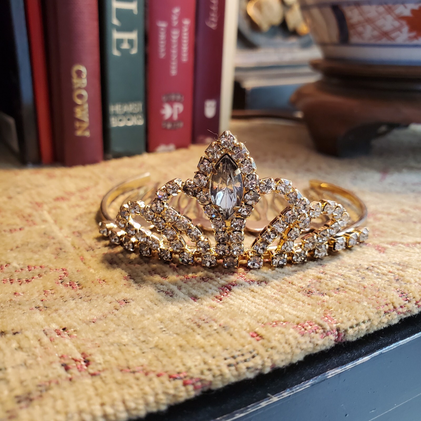 Hair Comb Rhinestone Crown Bun Decoration Marquis Cut Main Princess Queen Royal