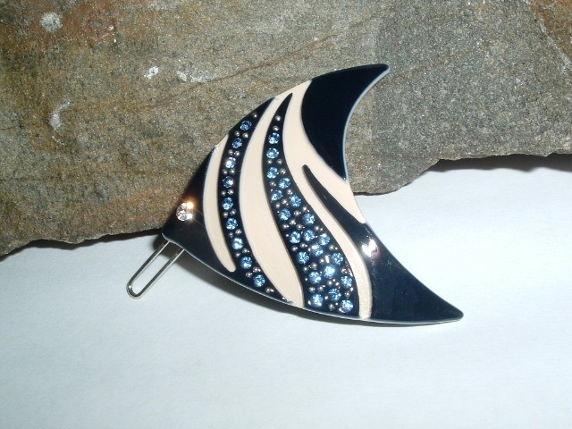BLUE RHINESTONE ANGEL FISH HAIR BARRETTE NEW W TAG