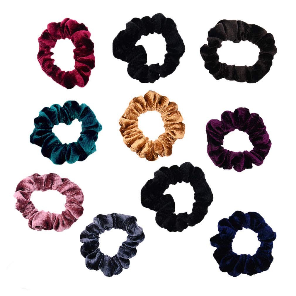 10 Pack Small Velvet Scrunchies Elastic Hair Bands for Thin Hair Women