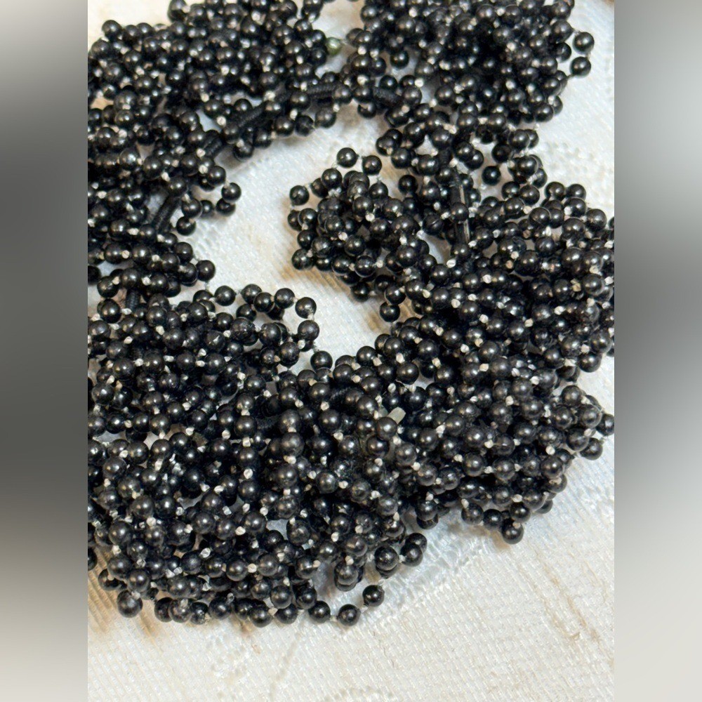 LELET NY Designer Hair Set: 3pc Black Beaded & Hand-Knotted Luxury Scrunchies