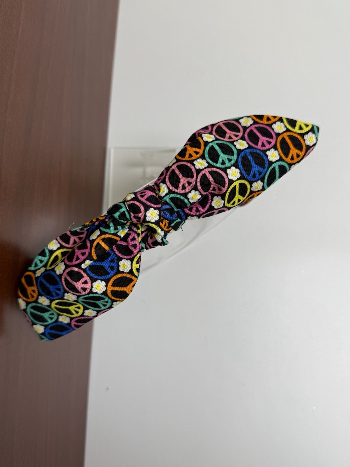 Peace Signs Homemade Tie Knot Headband Hair Accessory For Girls Teens Women