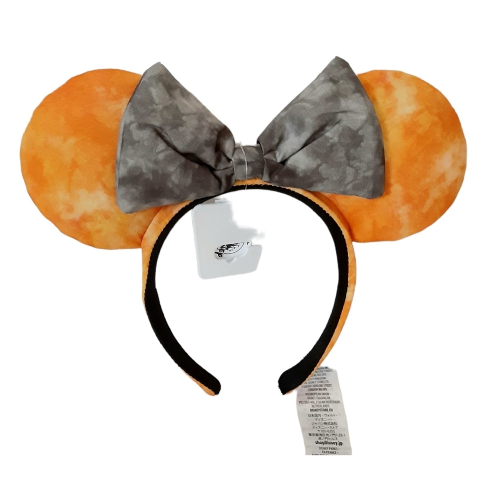 Disney Parks Halloween Pumpkin Orange Tie Dye Minnie Mouse Ear Headband Gray NWT