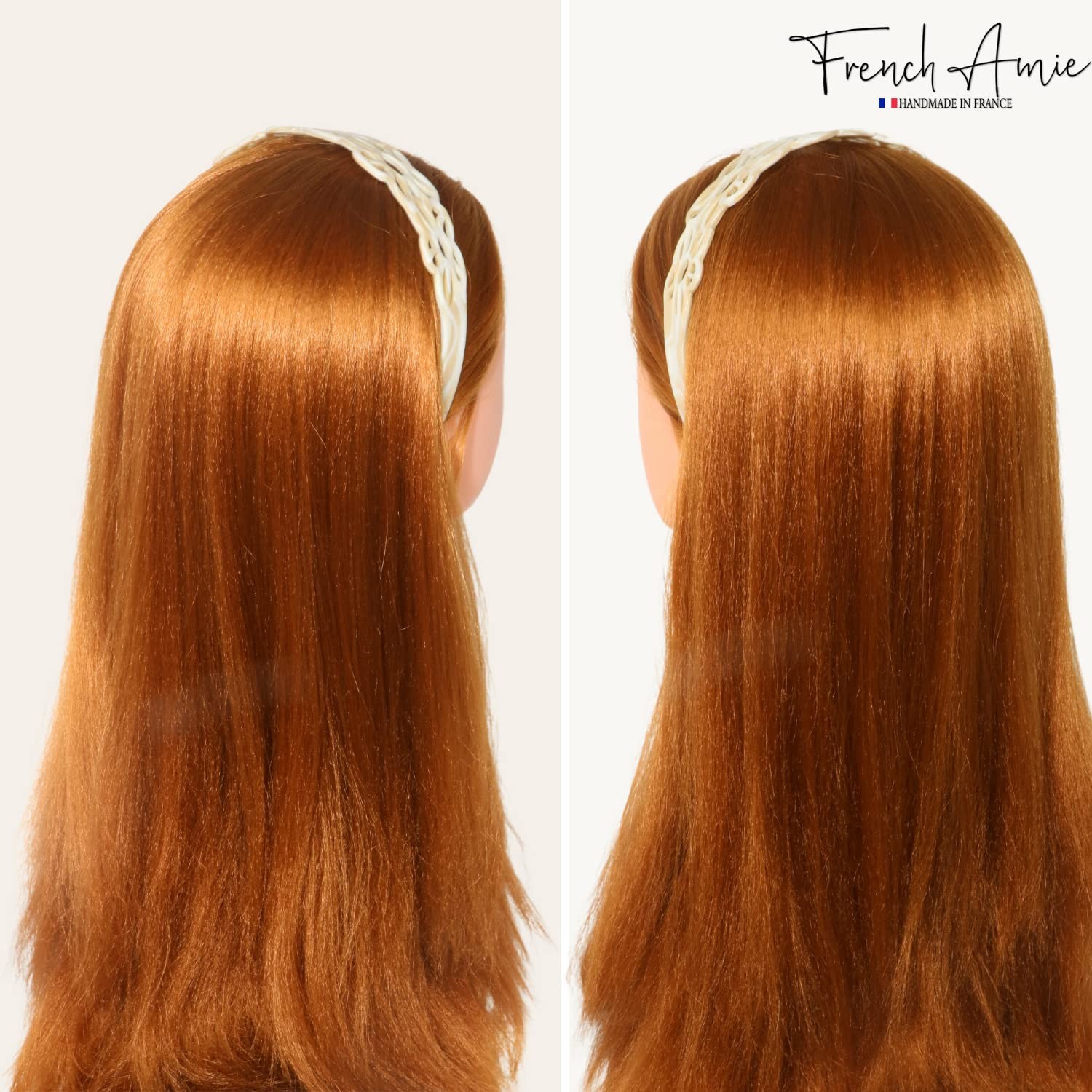 French Amie Flower Wide 1 1/2″ Celluloid Handmade Flexible Headbands