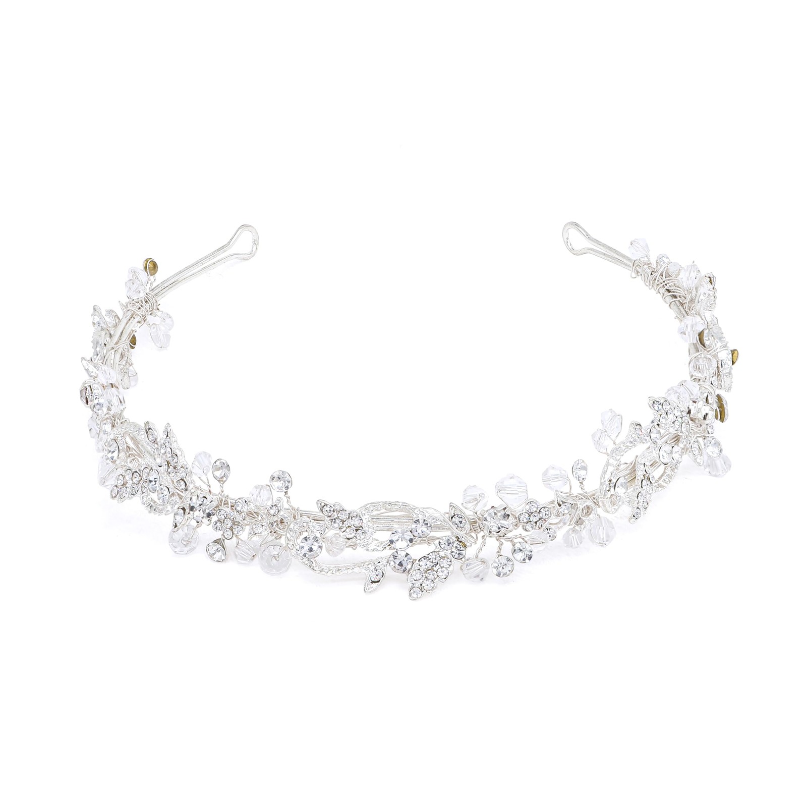 1 PC Bridal Headband Rhinestone Hair Band Headpiece Silver 14 Inch