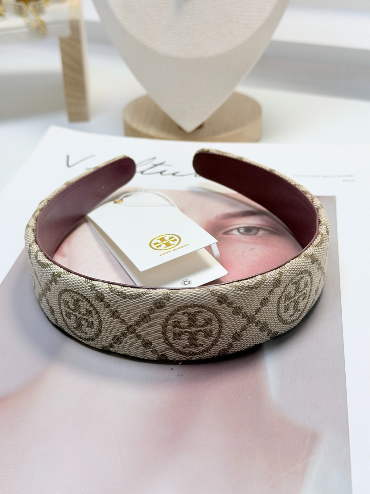 Tory Burch Logo brown color Headbands NWT