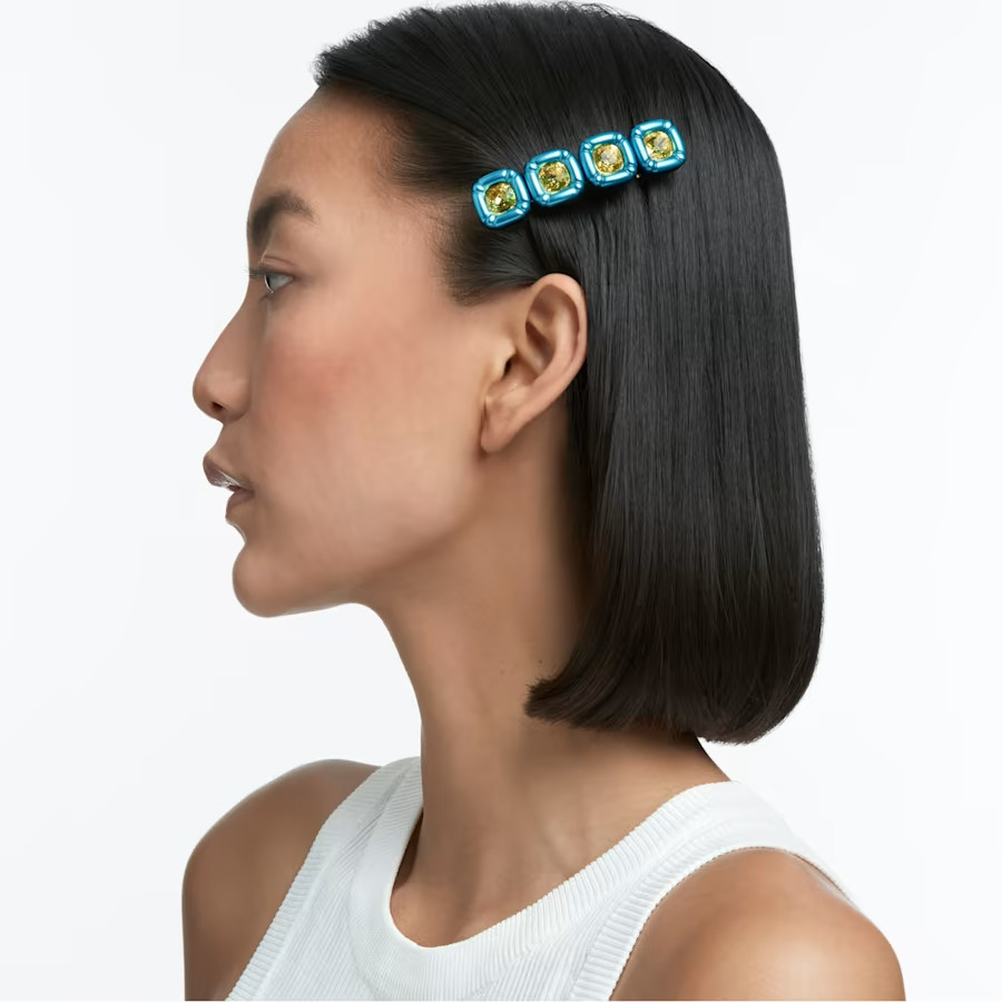 Swarovski Dulcis hair clip Cushion cut crystals Blue #5617239 New in Box $250