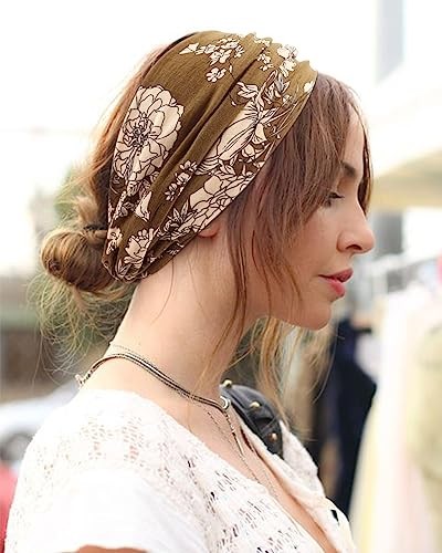 6 Pack Extra Wide Headbands for Women Large Turban 6 Pcs: Floral Color a