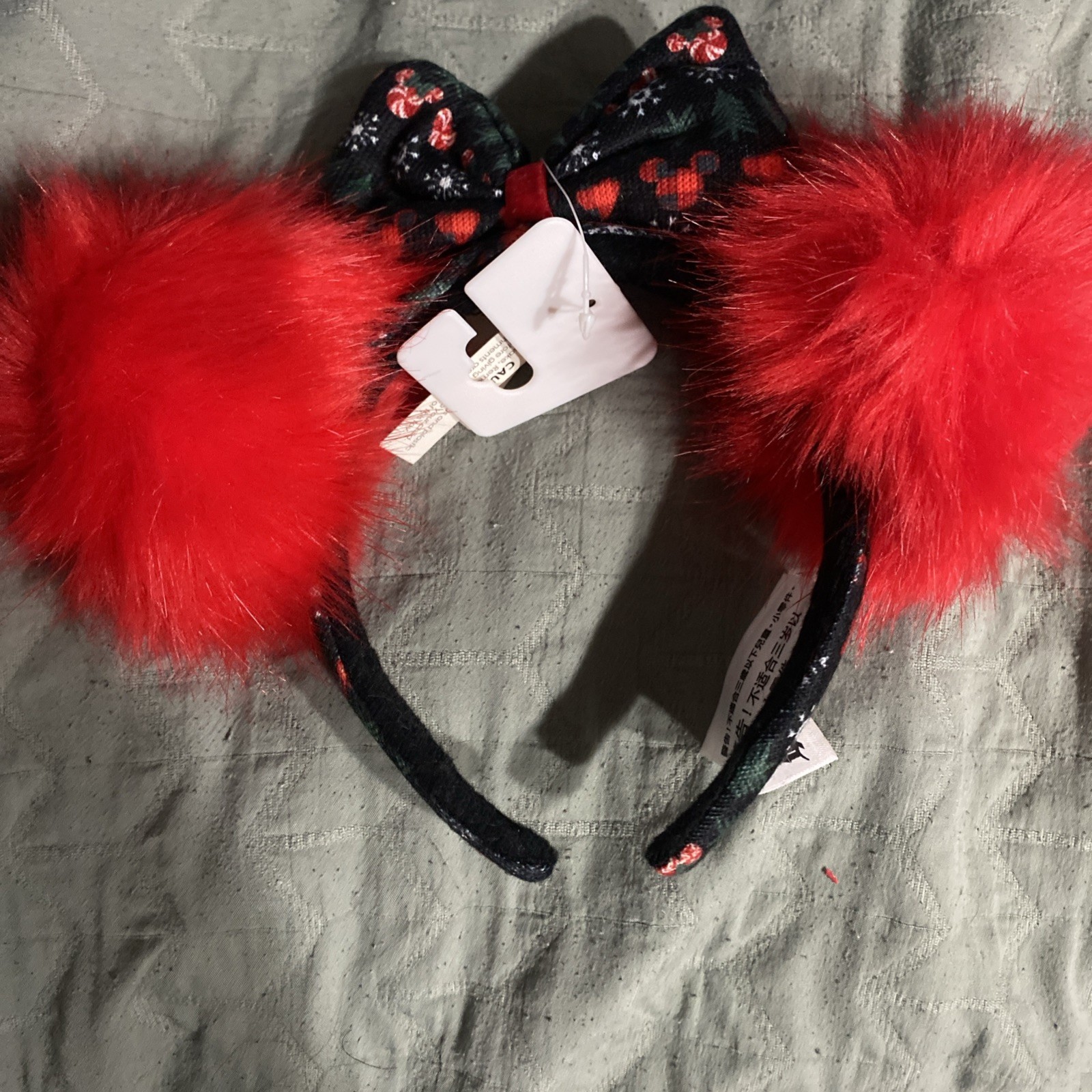 Disney Parks NWT Minnie Mouse Christmas Holiday Sweater Ear Headband
