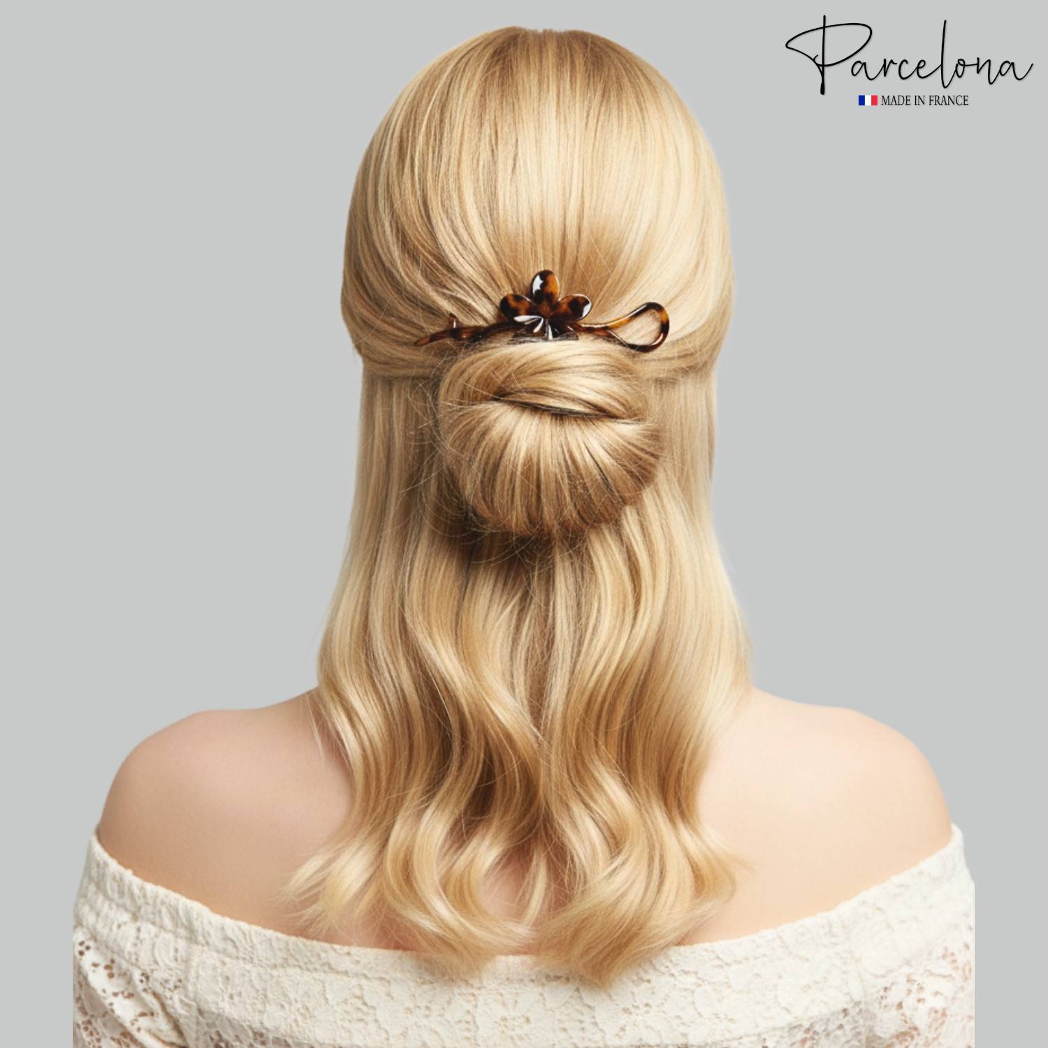 Parcelona French Large Twist N Clip Metal Free Flower Hair Clip Accessories