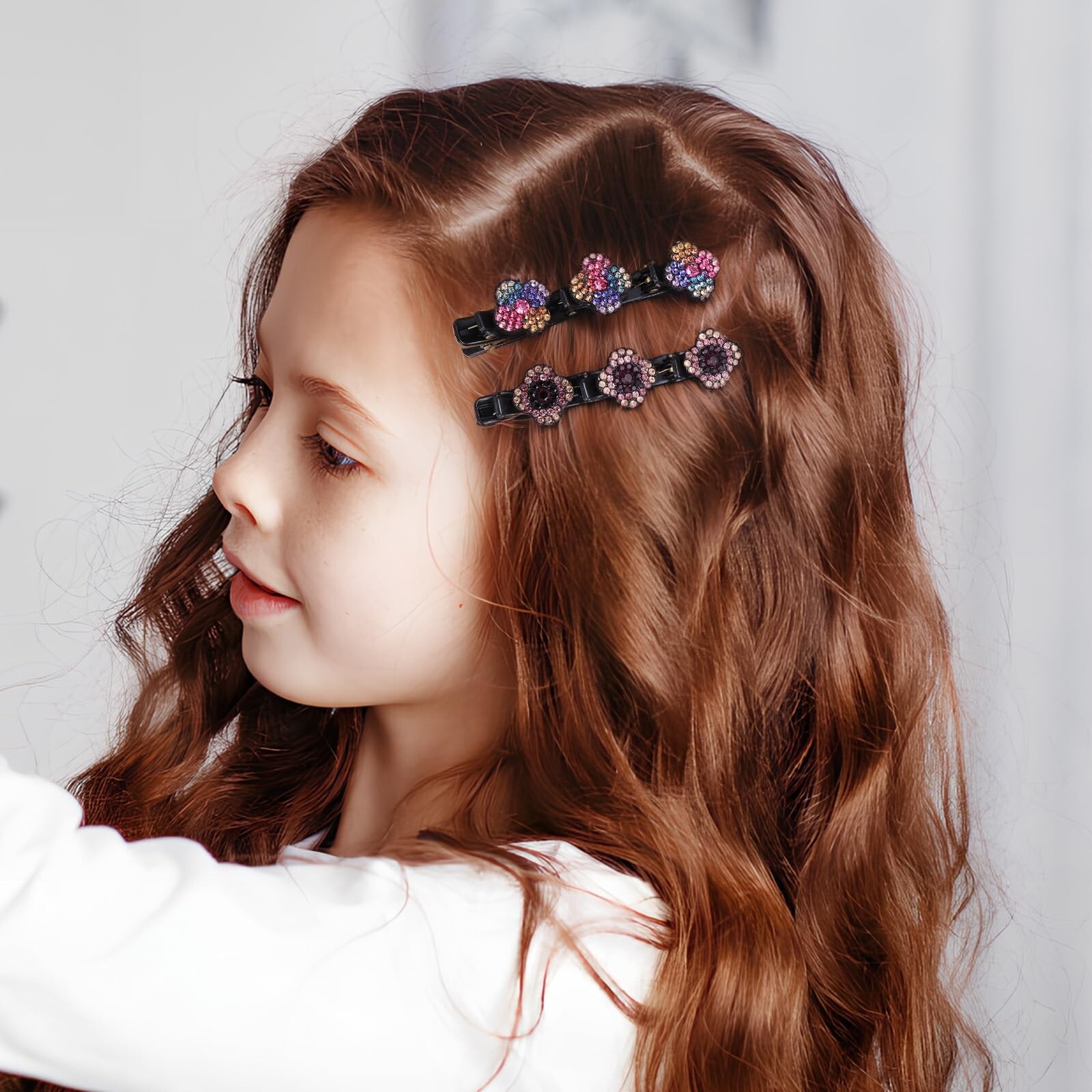 12 Pcs Sparkling Crystal Stone Braided Hair Clips Rhinestone Hair Clips Duckb…
