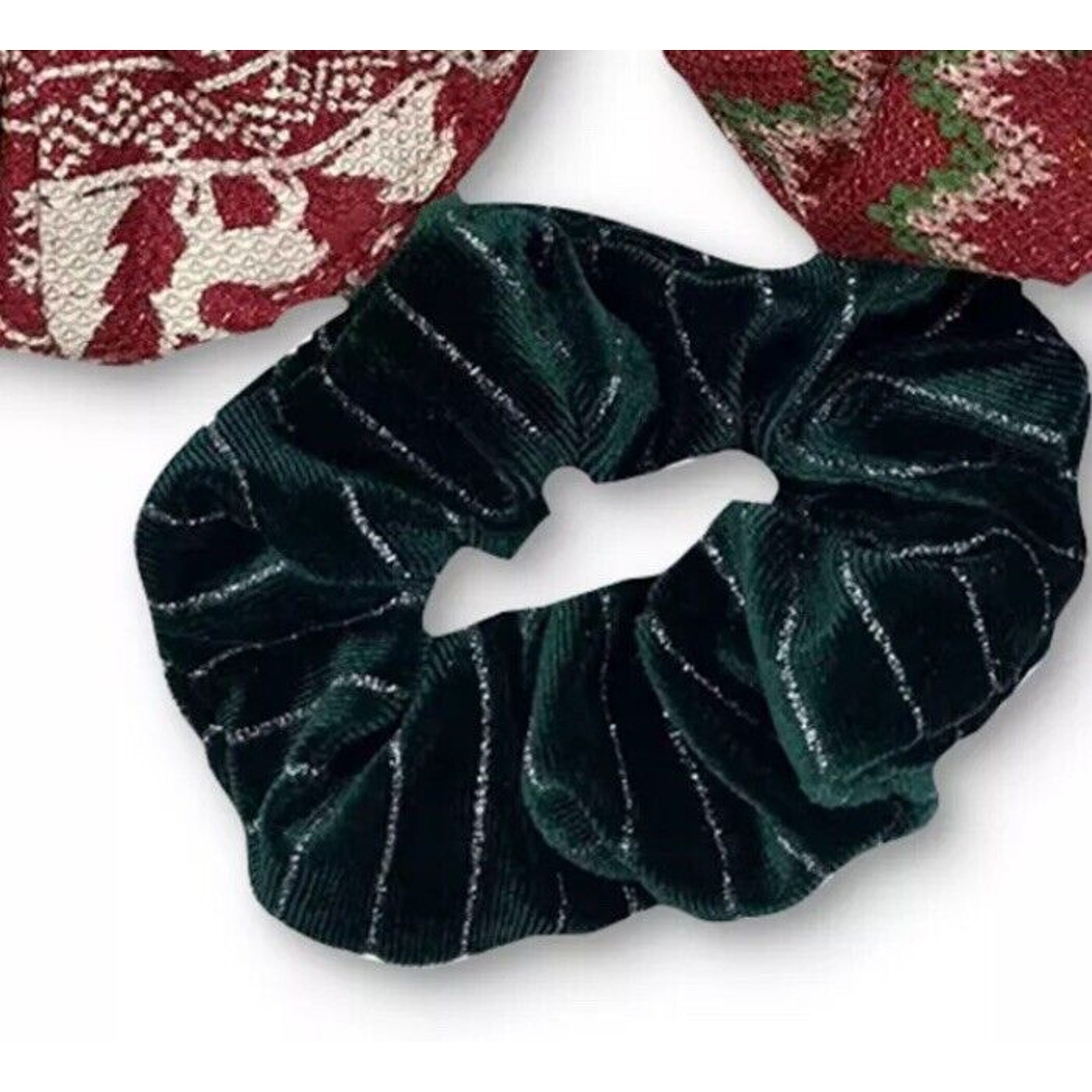 Christmas Scrunchie Hairbands (3 Piece Set) Xmas Fashion Style Holidays Chic NEW