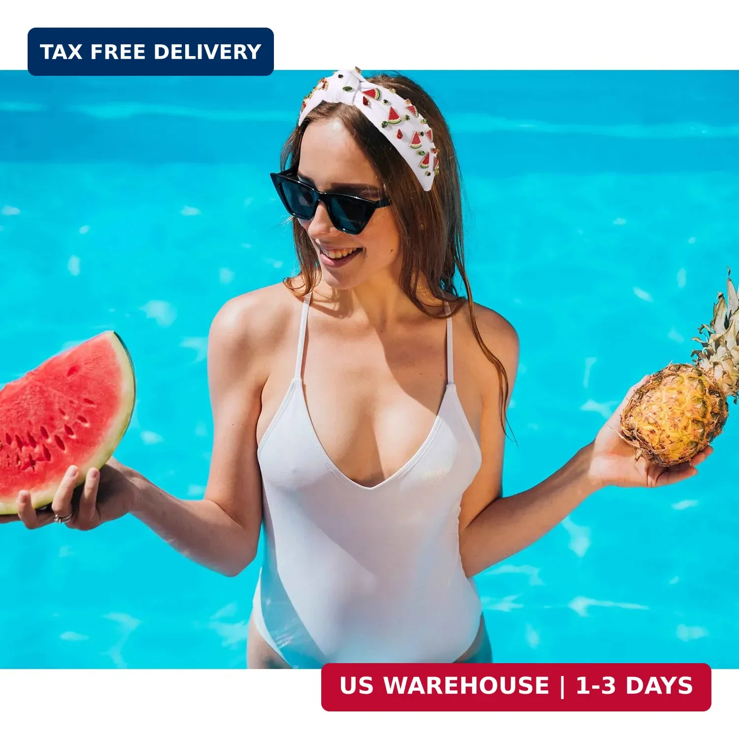 Watermelon Headbands Summer Headband for Women Tropical Fruit Headbands Rhinesto