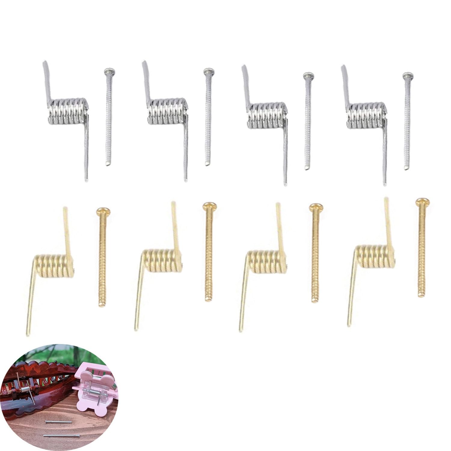 8 Set Hair Claw Clip Spring Replacement with Central Axle Rod for Large Mediu…