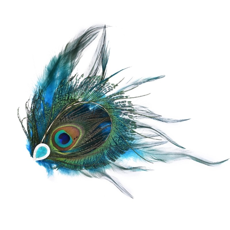 Unique Peacocks Feathered Hairpiece Stylish Hair Adornment for Special Occasions