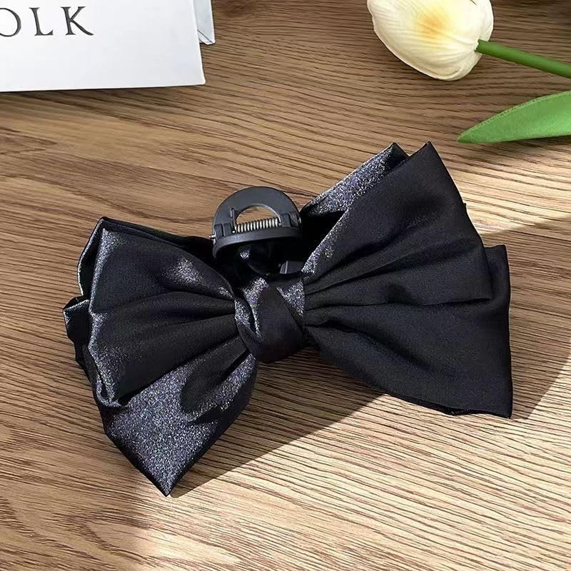 TUCEWP Black Bow Hair Clips for Women 1 Count (Pack of 2), 2Pcs,