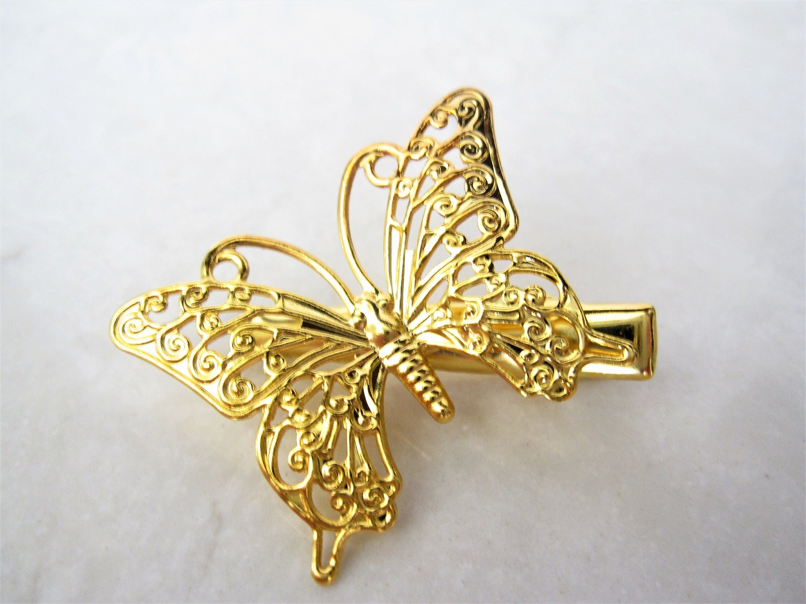 Antique style gold , silver or rose gold butterfly alligator hair clip (set of