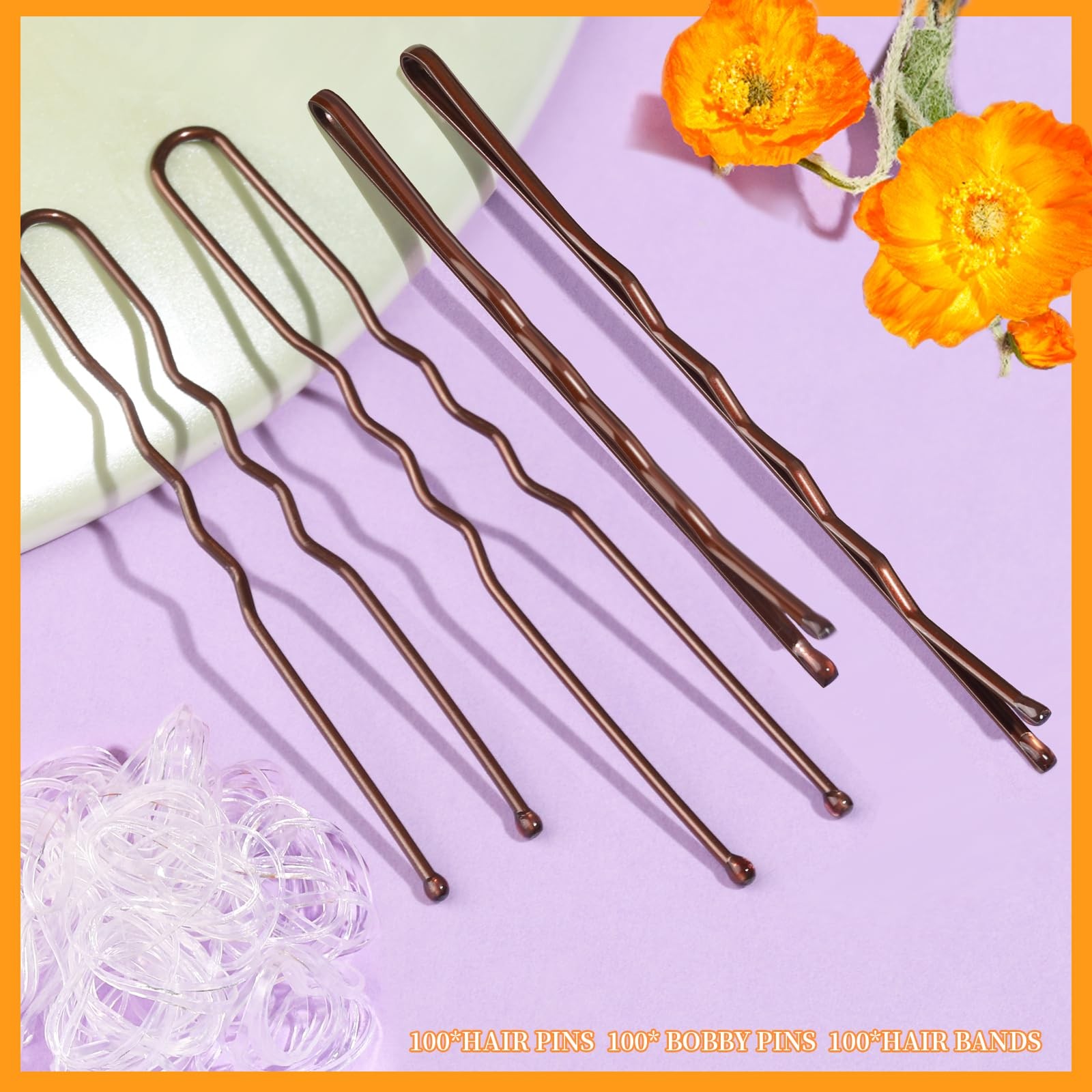 300pcs Bobby Pins Set Brown Hair Pins for Buns & Updos – MEGA PACK