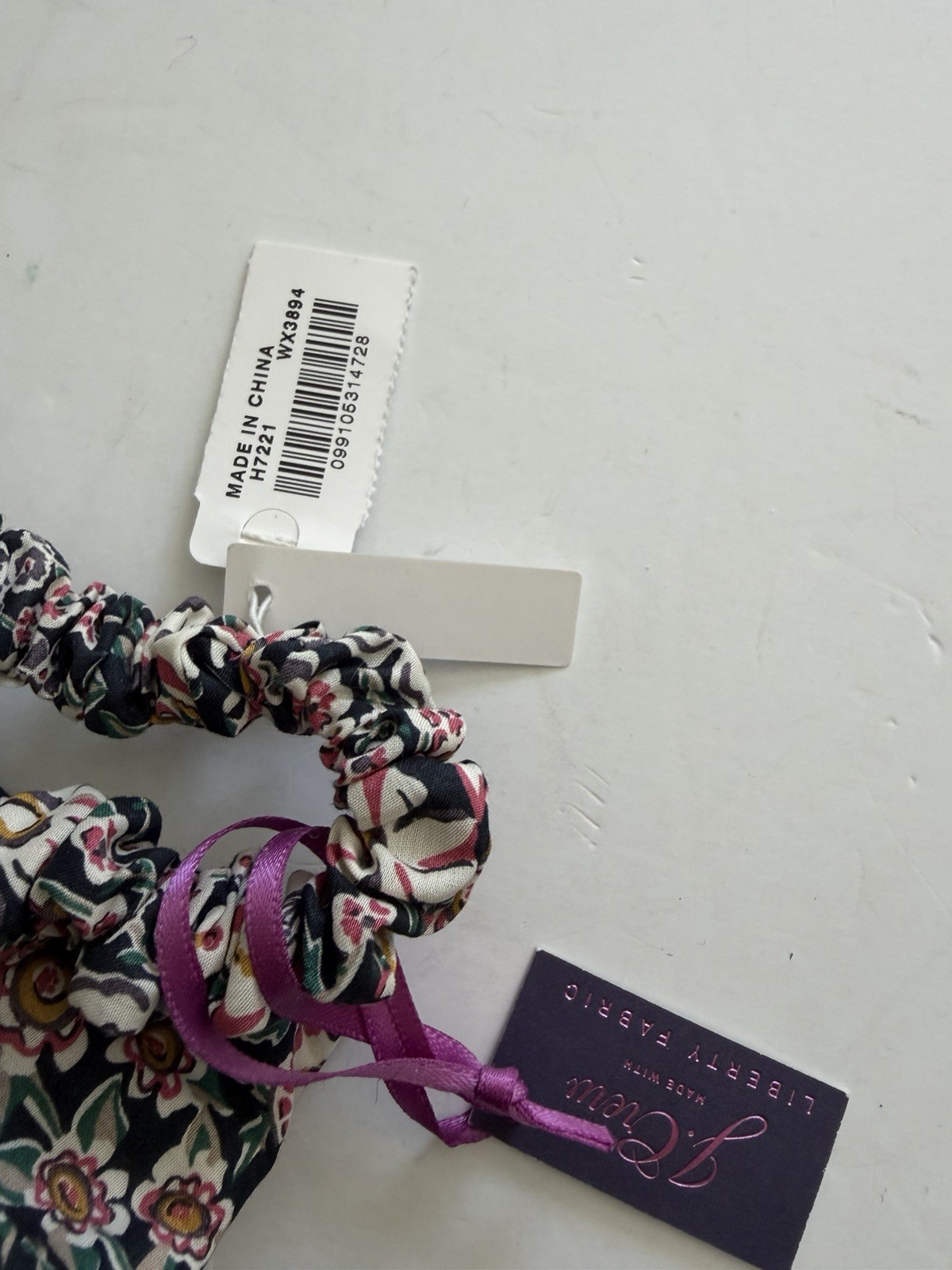 New J. CREW LIBERTY SCRUNCHIE FLORAL Multi Bow Flowers Hair Tie 100% Cotton NWT