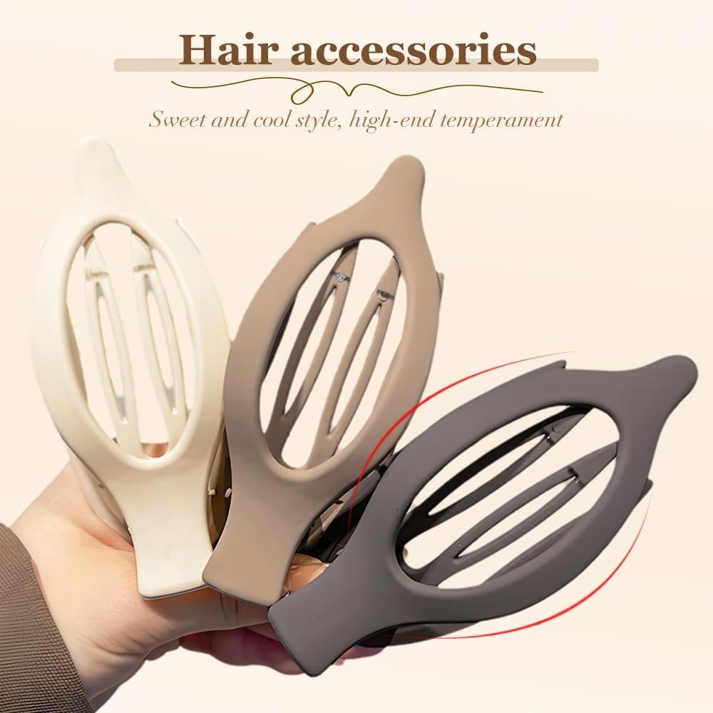 3Pcs Large Flat Hair Clips for Women, Matte 1 Count (Pack of 3), Black & Tort
