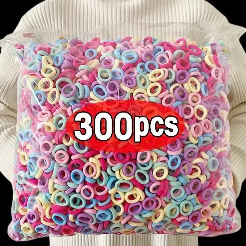 300 Elastic Hair Bands Ponytail Hold Hair Ties Scrunchie Hair Accessories Women