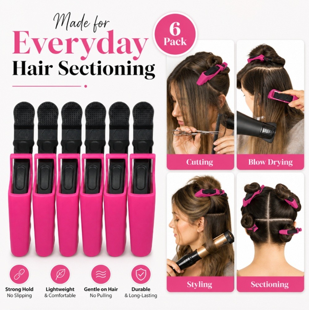 6 Pcs Salon Beak Hair Clips – Crocodile Alligator Clasps, Twisted Claw Hair Clip