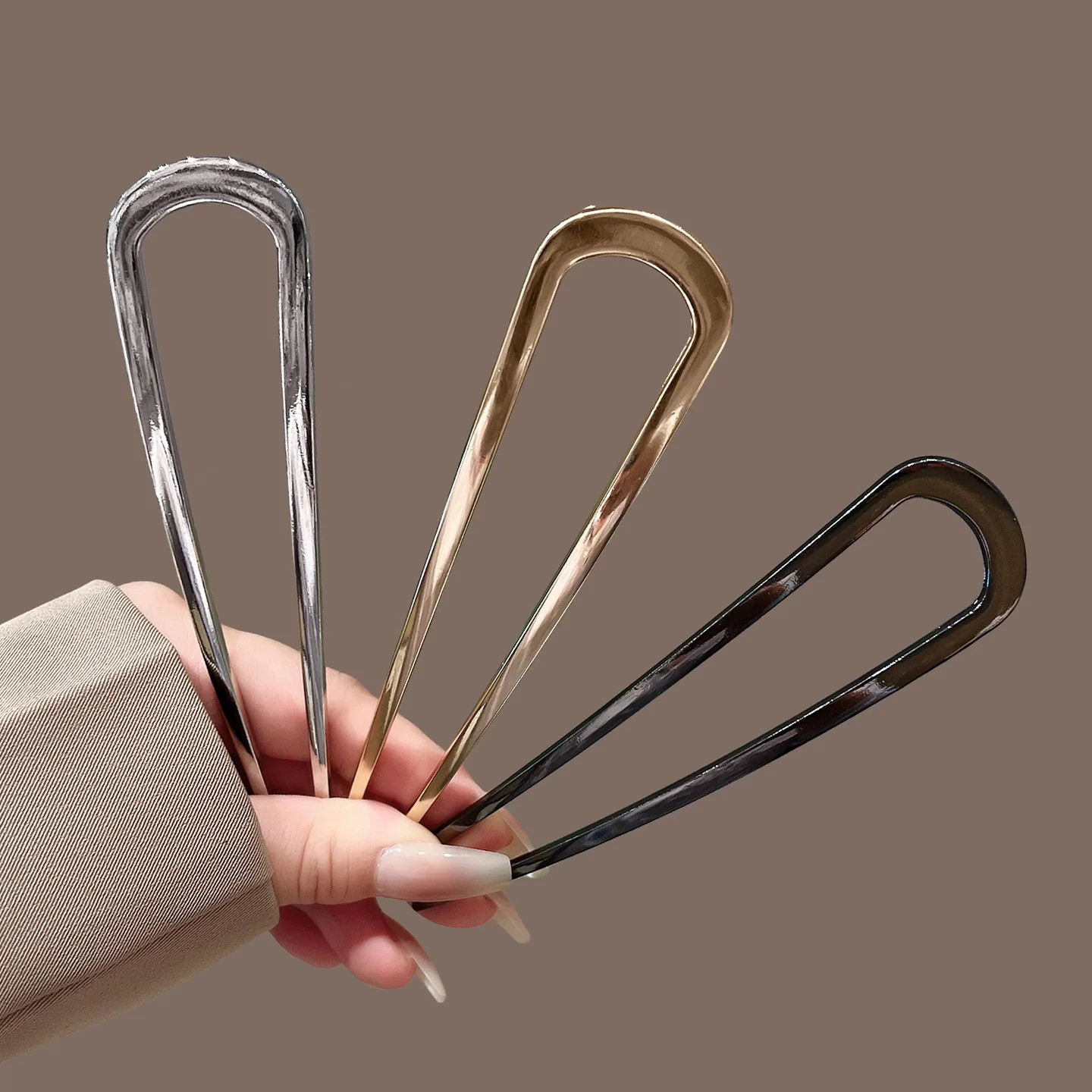 U-Shaped Hair Fork Fashion Alloy Hairpin Gold Silver Black Color Metal Hairpin G