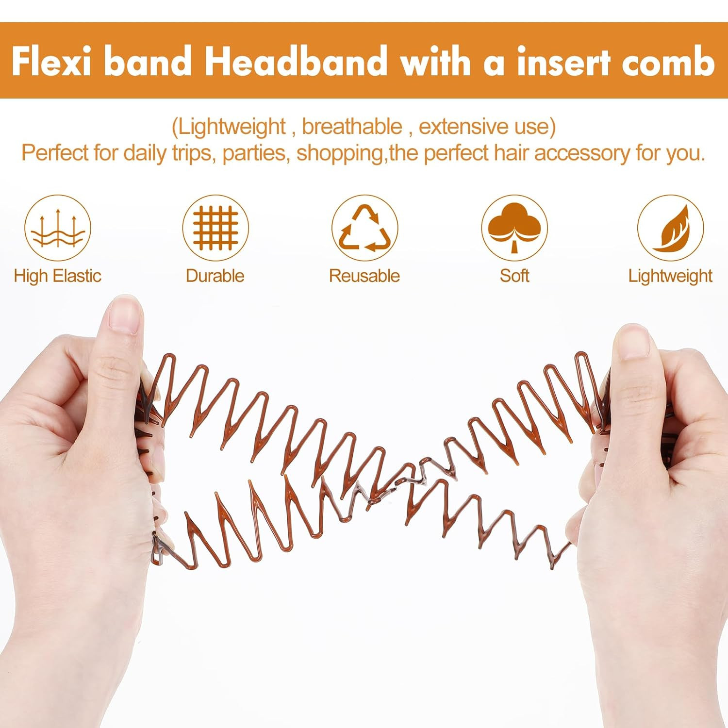 Headband With Clip 9 PCS Zig Zag 90s Hair Teeth Comb Headpiece Plastic Circular