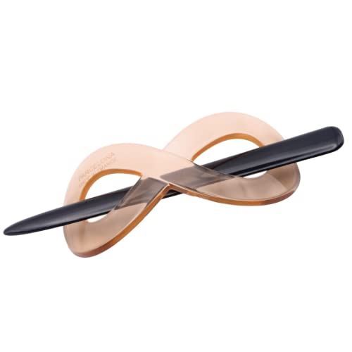 Parcelona French Infinity Medium Celluloid Hair Slider Bun Cover for Women