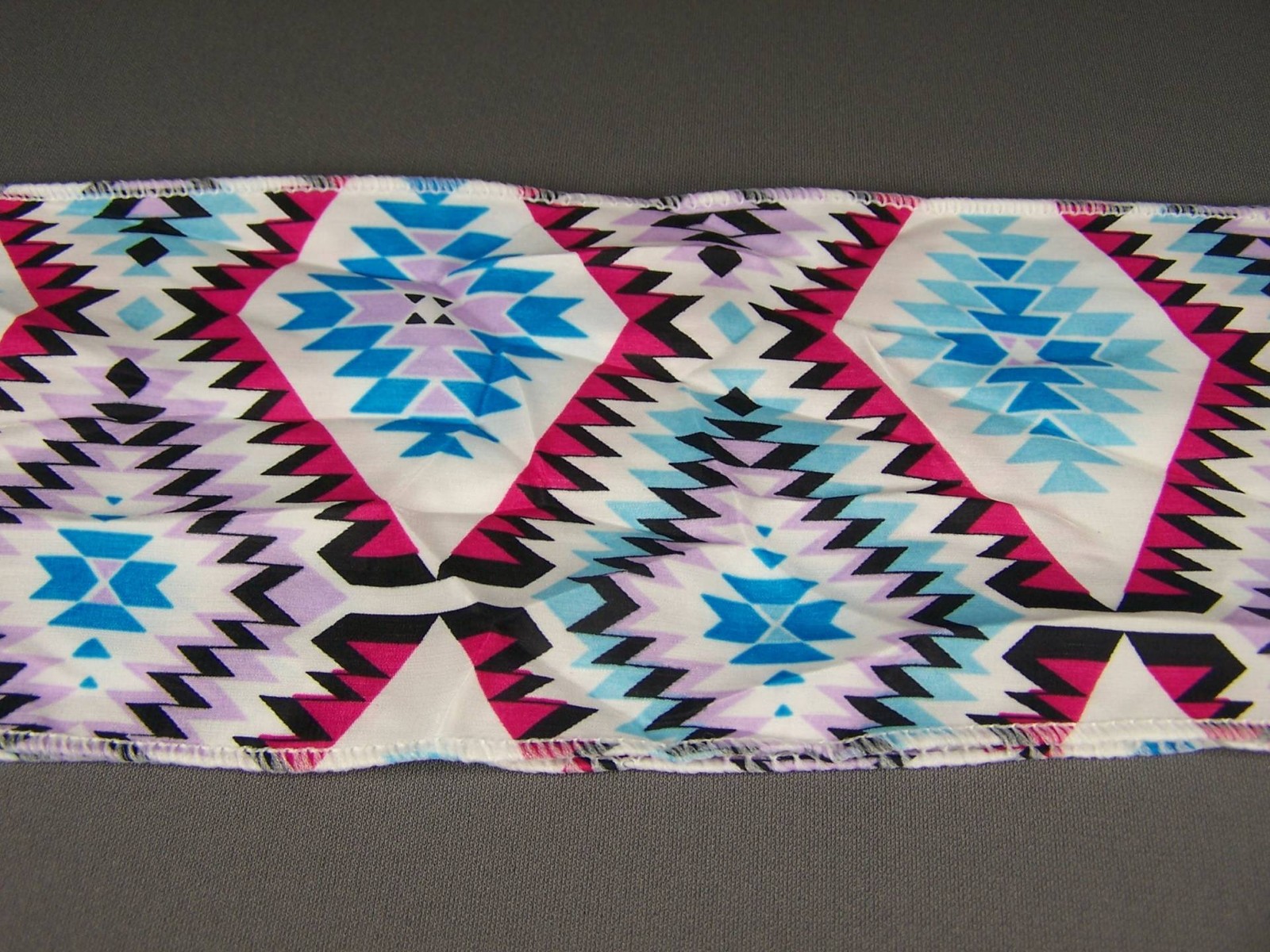 Black Pink Blue Wht stripe long tie wrap turban twist fabric headband head scarf
