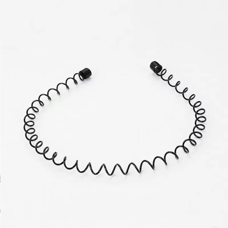 Black Metal Spring Headband Non Slip Wavy Hair Hoop Unisex 2PCS