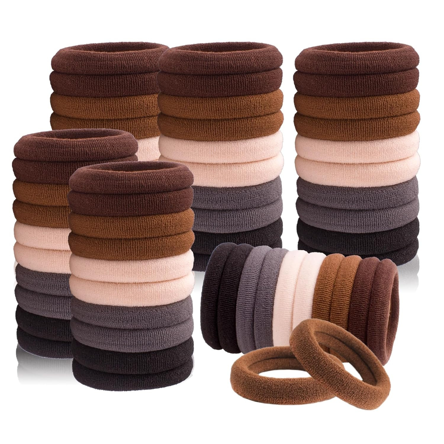 Hair Ties for No Damage, 100 PCS Soft Seamless Cotton & Nylon Elastic Ponytail H