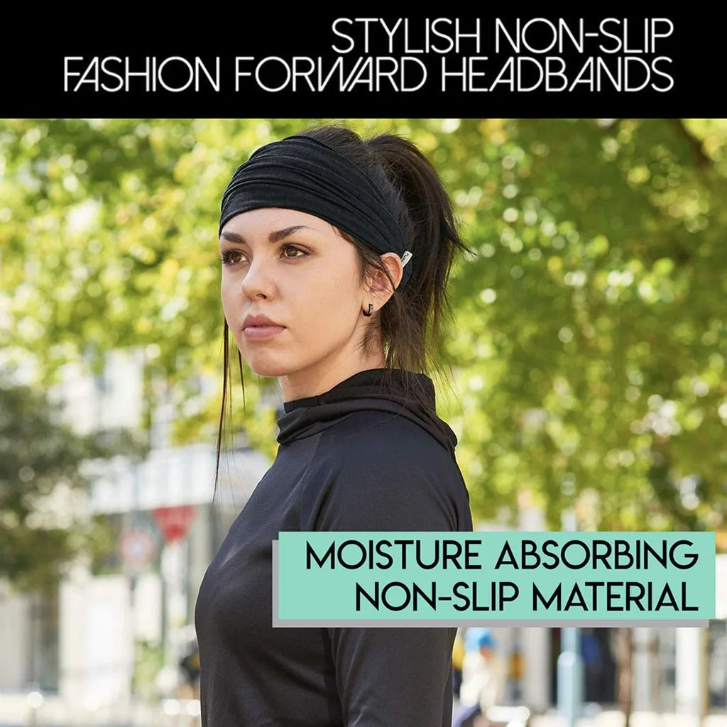 Unisex Headband Wide Turban Stretch Sweatband For Men Women Solid Color.