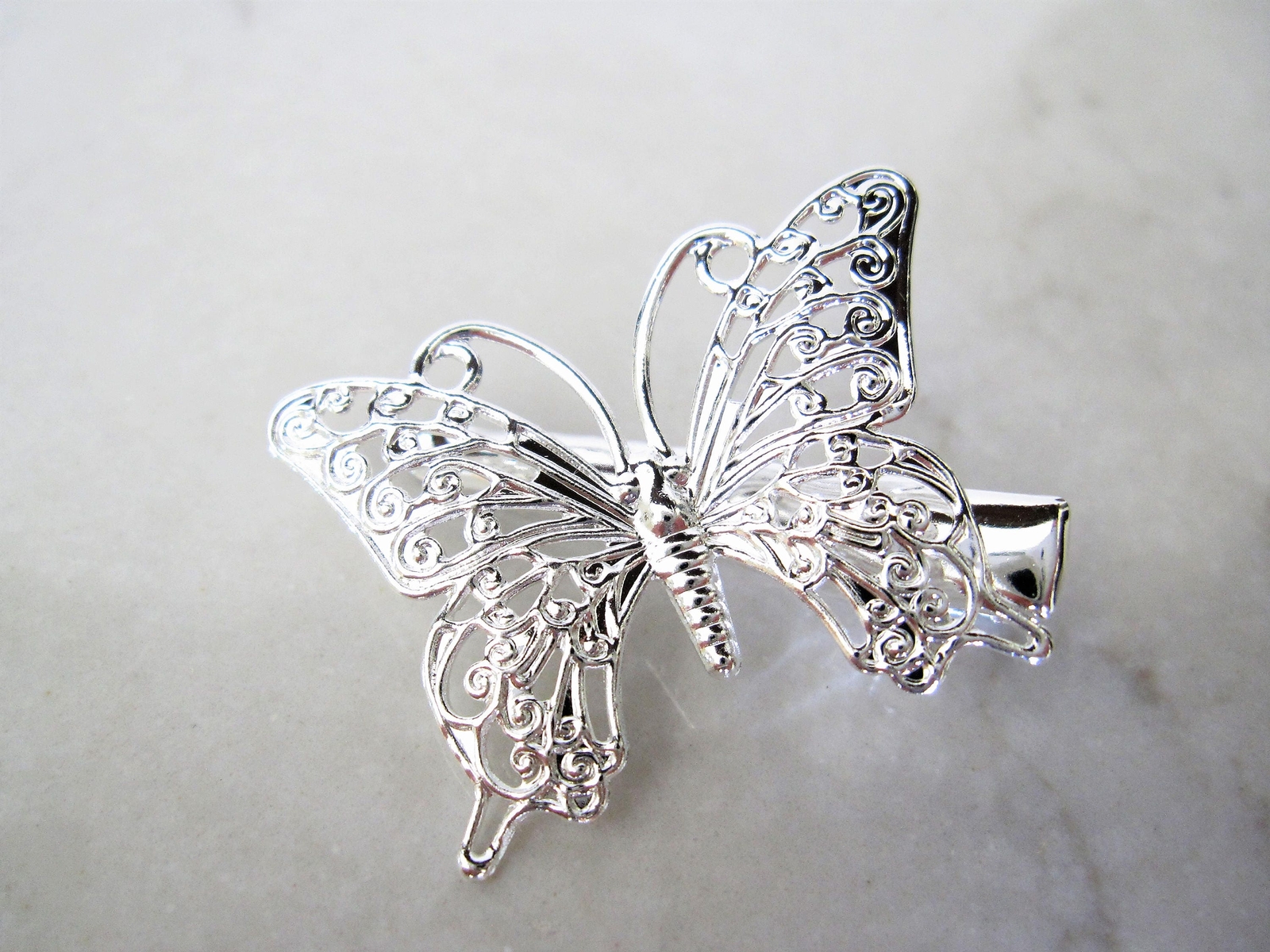Antique style gold , silver or rose gold butterfly alligator hair clip (set of