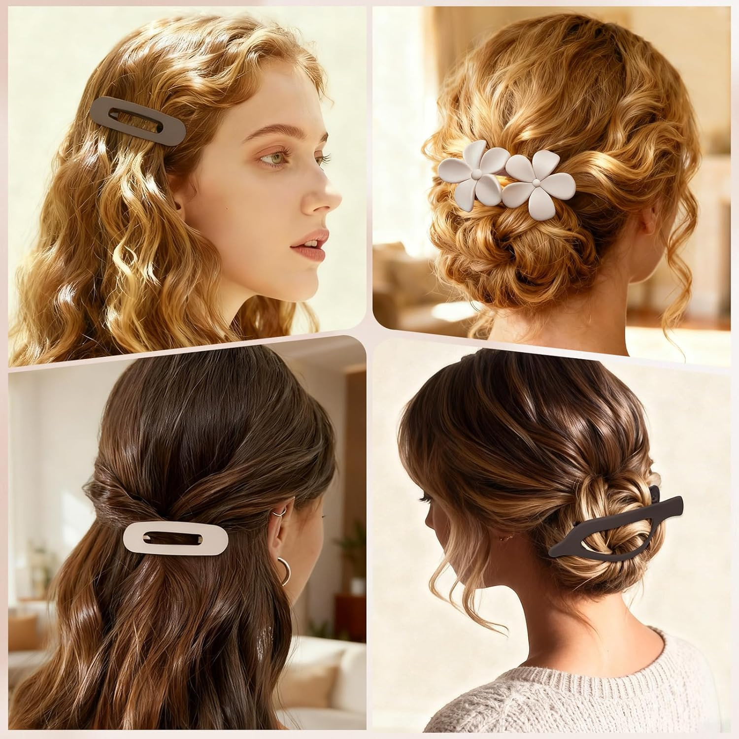 10 Pcs Flat Hair Clips for Women, 3 Styles Matte No Bump Claw Clips for Driving