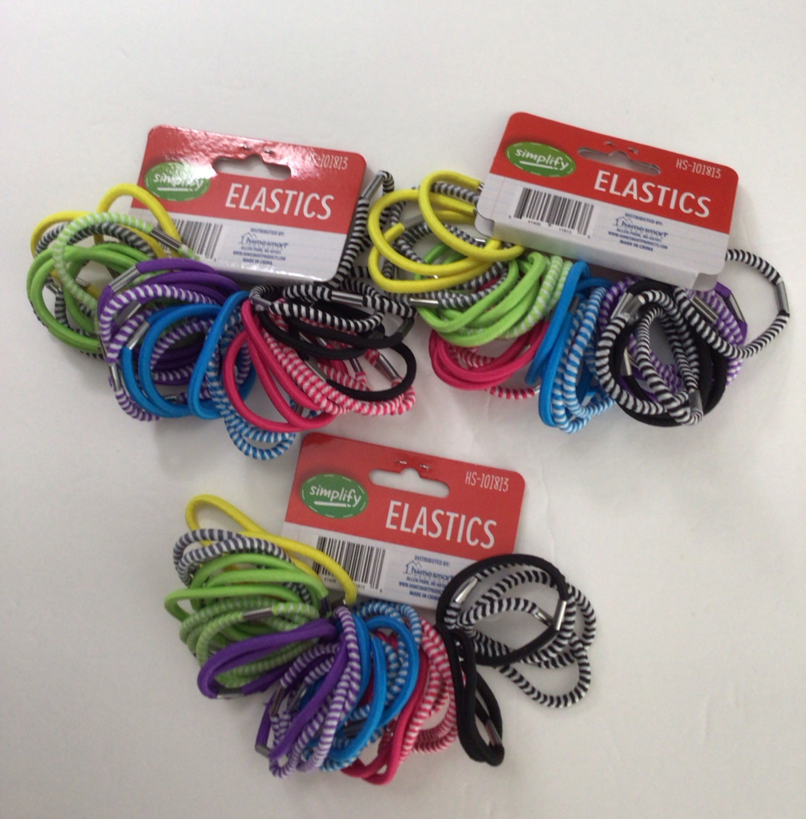 3 SET OF 36 COUNT SIMPLIFY ELASTIC HAIR TIES FOR ALL HAIR TYPES, MULTICOLORED