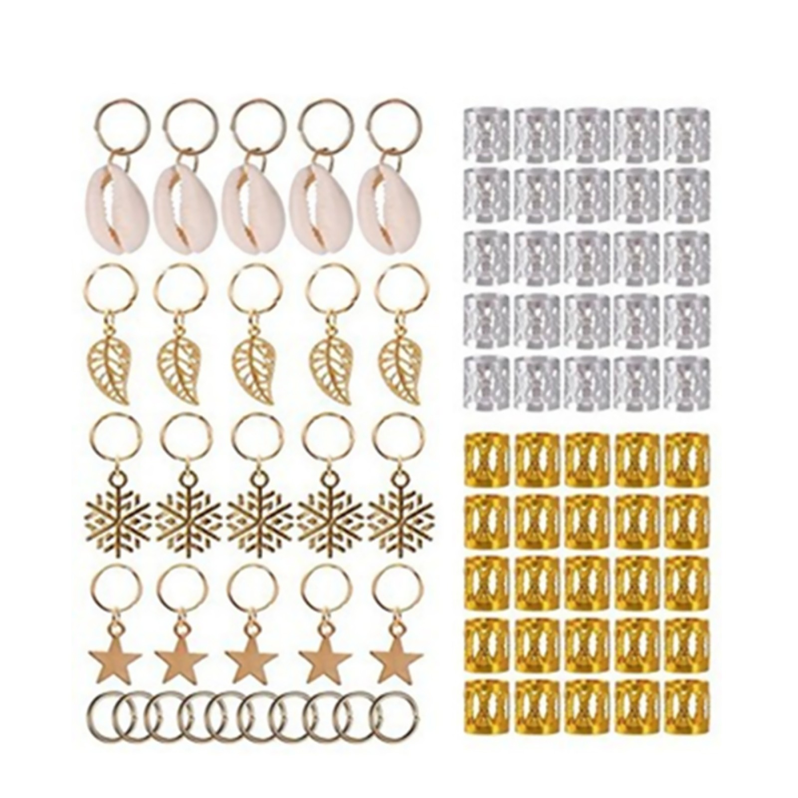 160Pcs Hair Jewelry Braid Ring Cuff Decor Pendants Dreadlocks Beads Accessories