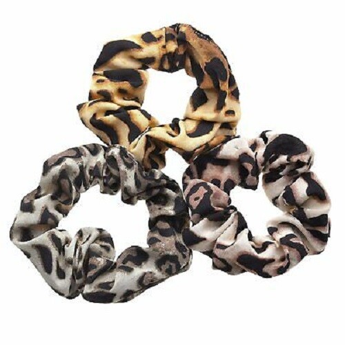 Noir Jewelry Scrunchies Set of 3 Ombre Leopard Colors Women Hair Accessories Lot