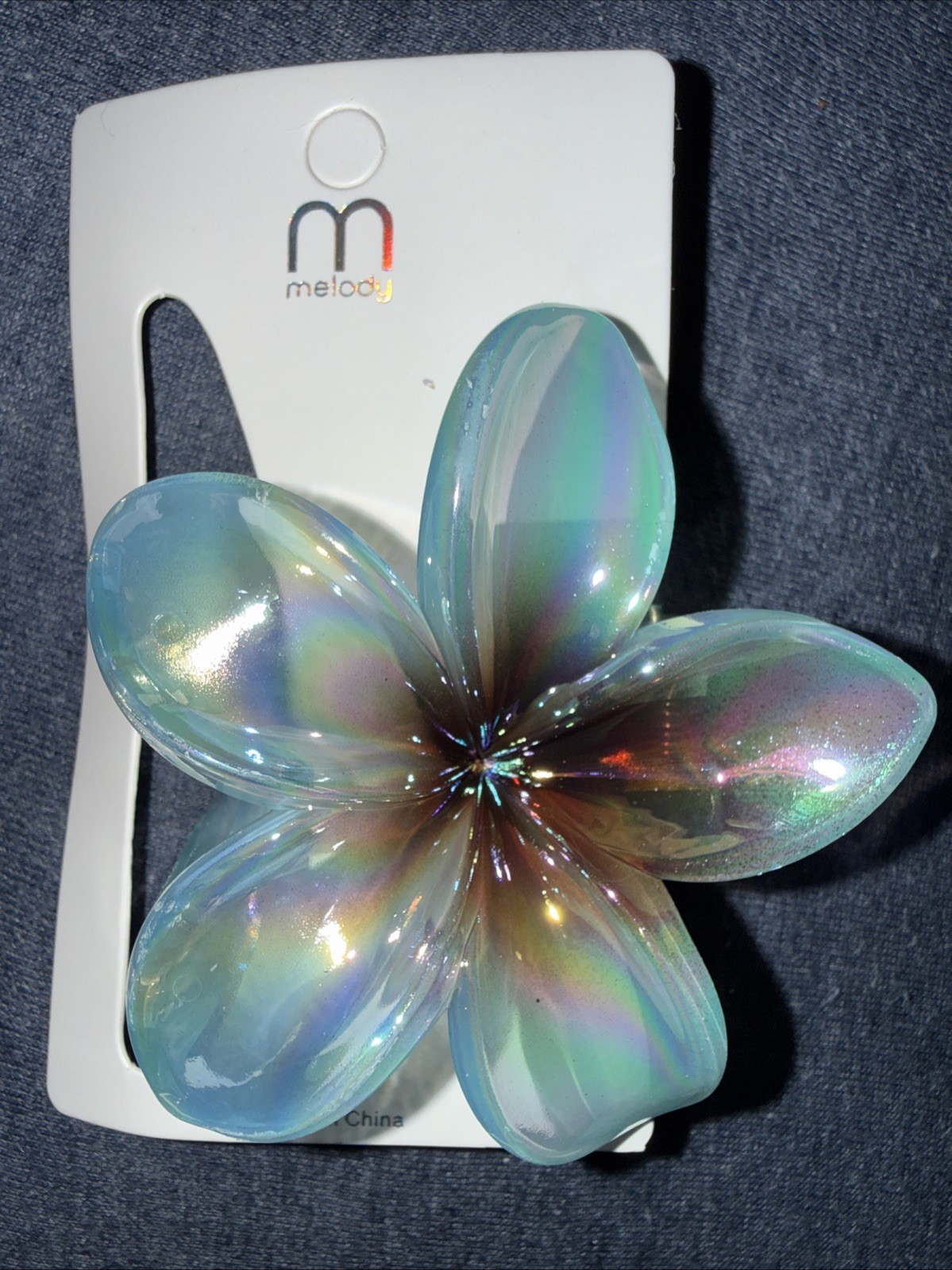 Plumeria Flower Blue Large Hair Claw for Women By Melody