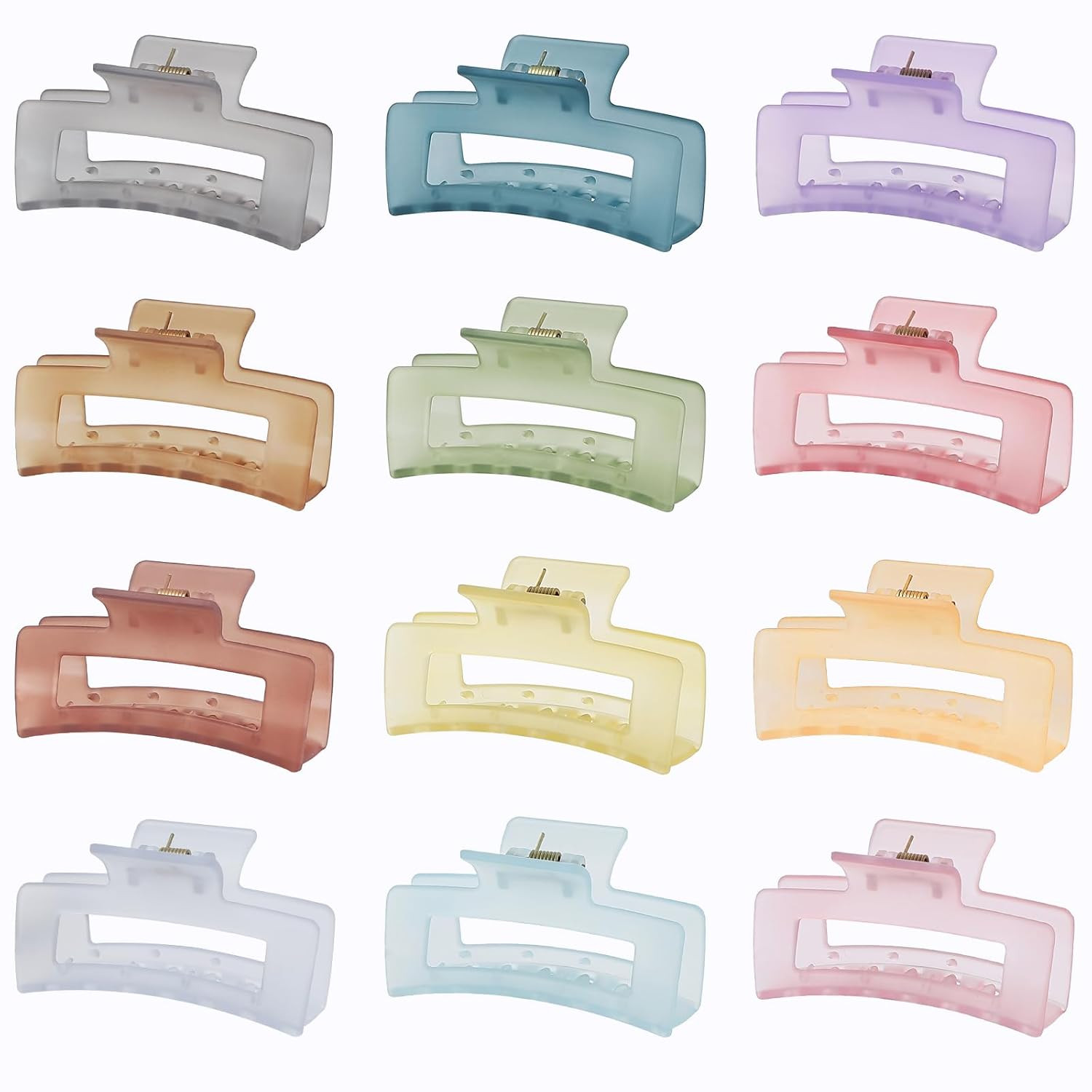 3.5 Inch Square and Rectangular Hair Clips – 12 Pcs Claw Clips for Thick and Thi